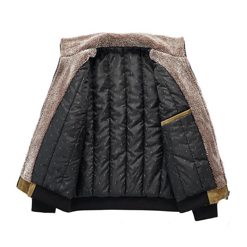 Men's cord field jacket with Sherpa inner lining, stand-up collar and patch pockets Mune Fashion
