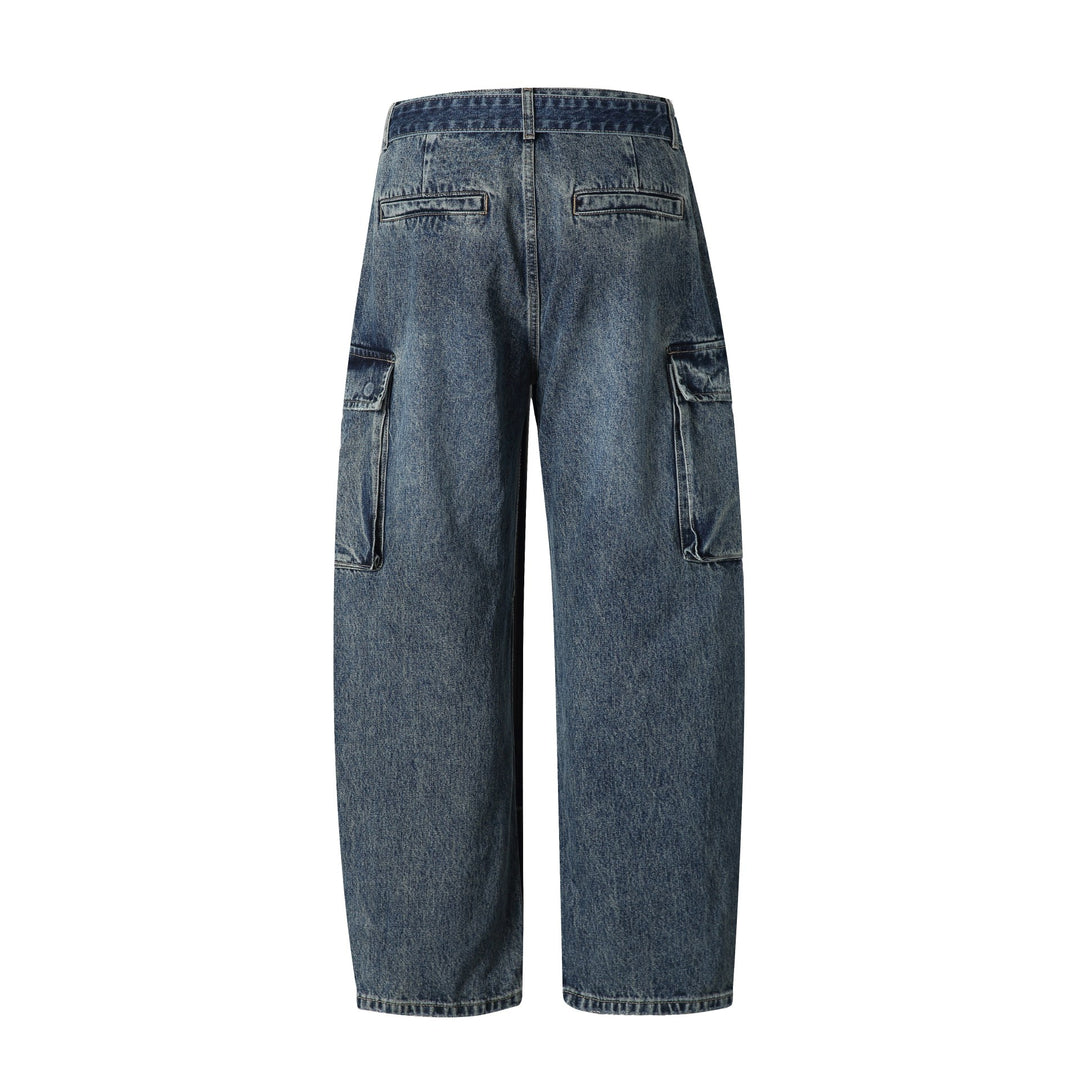 Women's High-Waisted Cargo Jeans with Belt, Loose Fit and Used Look Mune Fashion