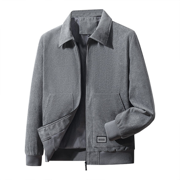 Men's structured casual jacket with fine corduroy fabric, striped lining, and elastic hem Mune Fashion
