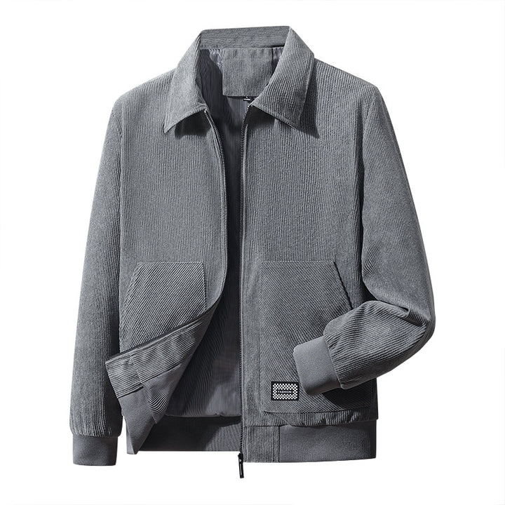 Men's structured casual jacket with fine corduroy fabric, striped lining, and elastic hem Mune Fashion