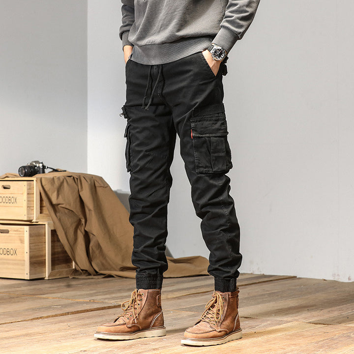Men's Slim Utility Cargo Joggers made of Ripstop with Elastic Waistband, Drawstring, and Multiple Pockets Mune Fashion