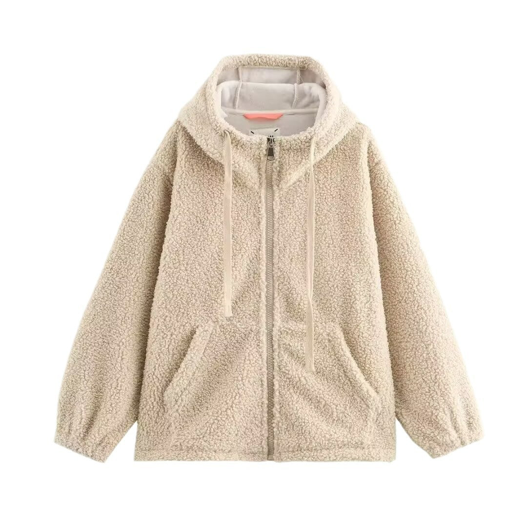 Women's Teddy Fleece Hooded Jacket with Full Zip and Kangaroo Pockets Mune Fashion