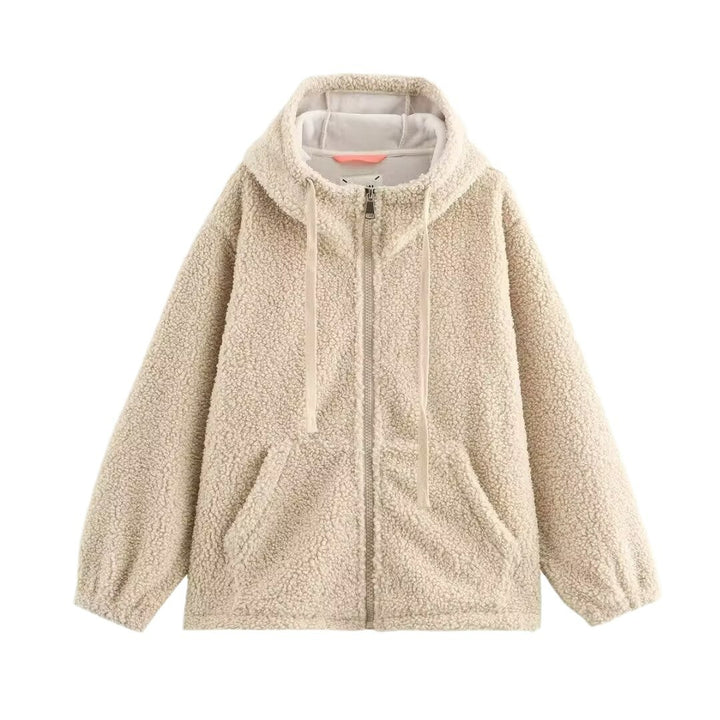 Women's Teddy Fleece Hooded Jacket with Full Zip and Kangaroo Pockets Mune Fashion
