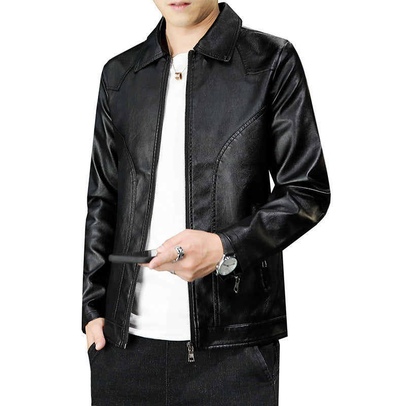 Men's leather-look zip jacket with warming teddy lining and minimal seam design Mune Fashion