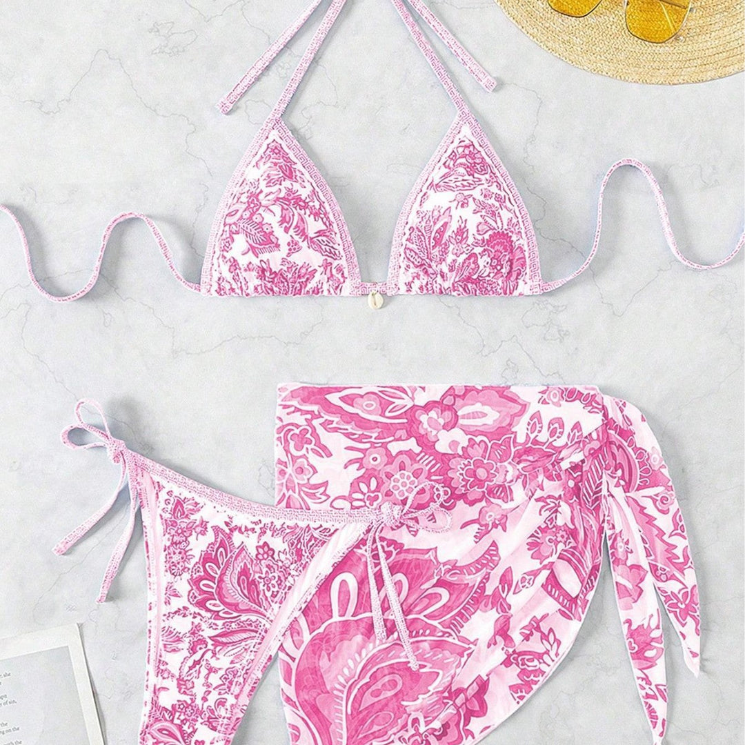 Women's Triangle Bikini Set with Elegant Wrap Skirt Mune Fashion