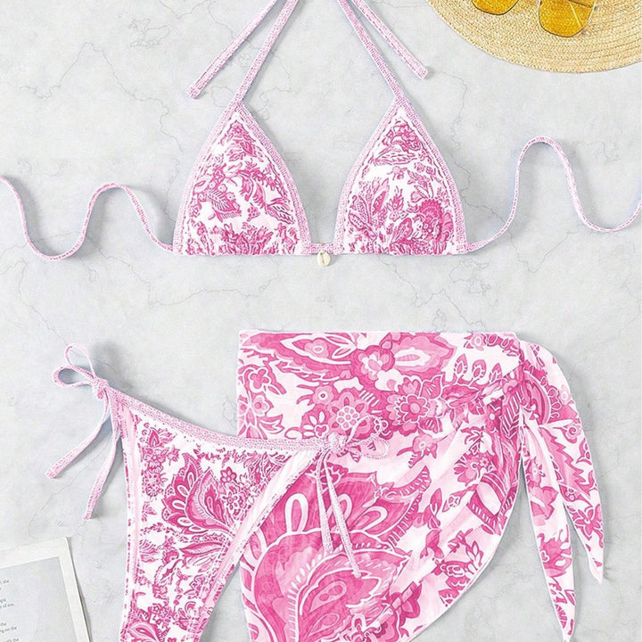 Women's Triangle Bikini Set with Elegant Wrap Skirt Mune Fashion