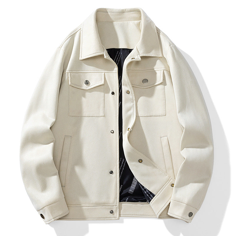 Men's overshirt made of synthetic leather with shirt collar and flap pockets Mune Fashion