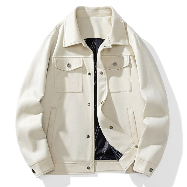 Men's overshirt made of synthetic leather with shirt collar and flap pockets Mune Fashion