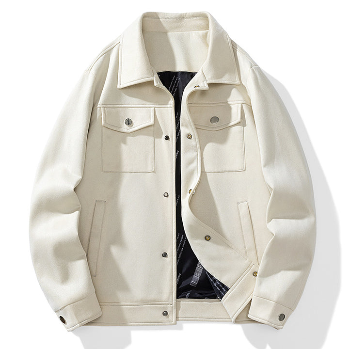 Men's suede-look trucker jacket with quilted lining and flap pockets Mune Fashion