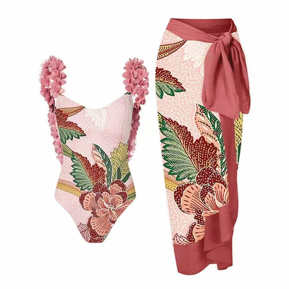 Women’s swimsuit with ruffle details and matching wrap skirt Mune Fashion