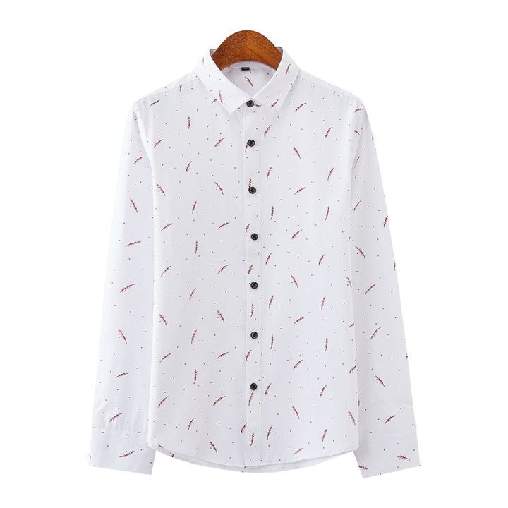 Men's Slim-Fit Business Shirt with fine botanical print and Kent collar Mune Fashion