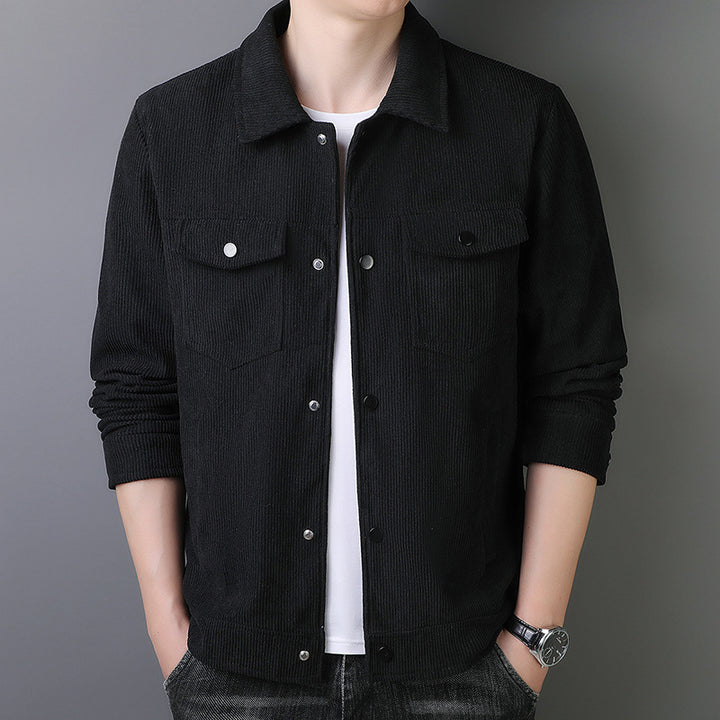 Men's cord jacket in trucker style with snap button placket Mune Fashion