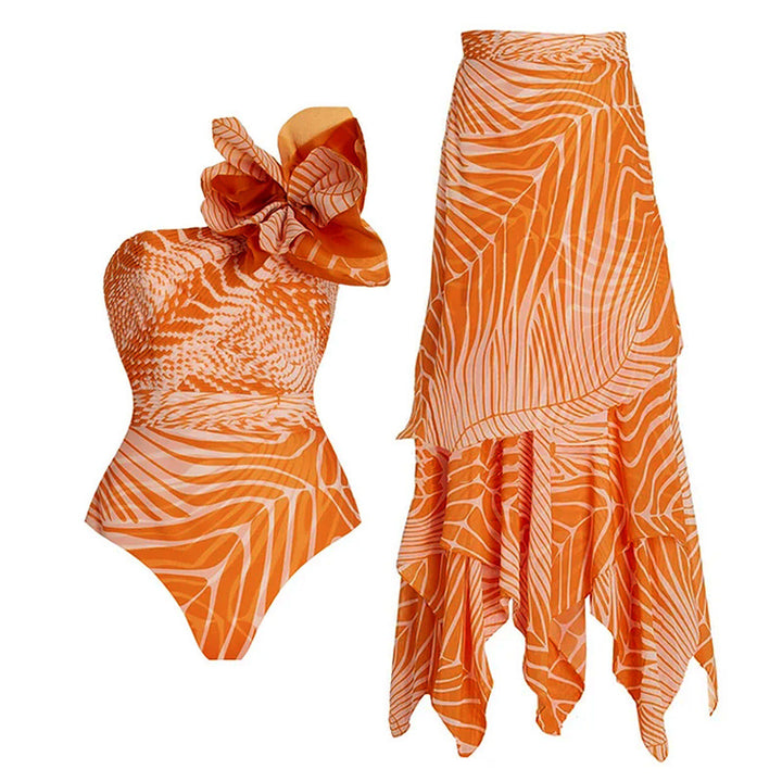 Women's bikini set with asymmetrical top and flowing maxi skirt Mune Fashion
