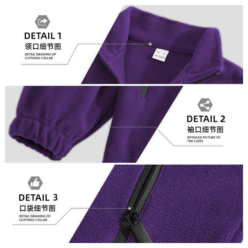 Men's fleece jacket with zipper, stand-up collar and zip pockets Mune Fashion
