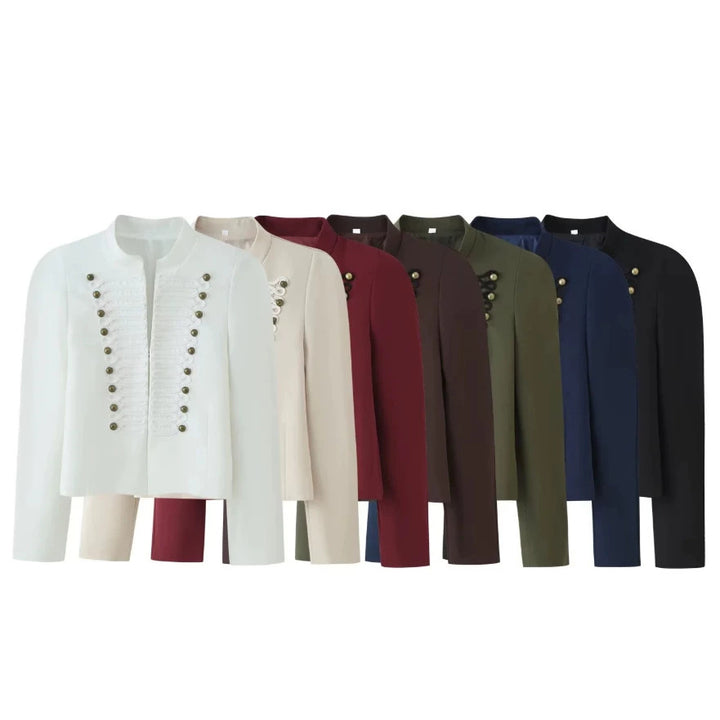 Ladies short jacket in hussar-inspired design with stand-up collar and decorative cords Mune Fashion