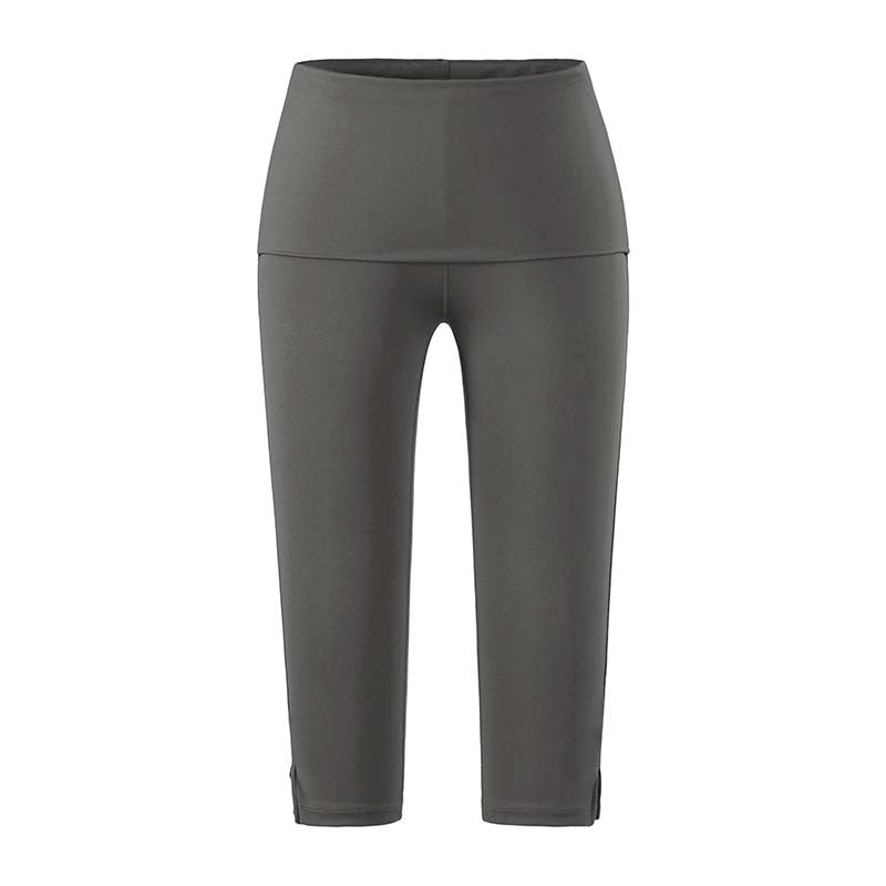 Women's capri leggings with high fold-over waistband, shaping effect and side leg slit Mune Fashion