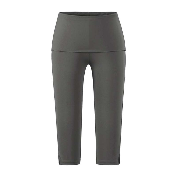Women's capri leggings with high fold-over waistband, shaping effect and side leg slit Mune Fashion