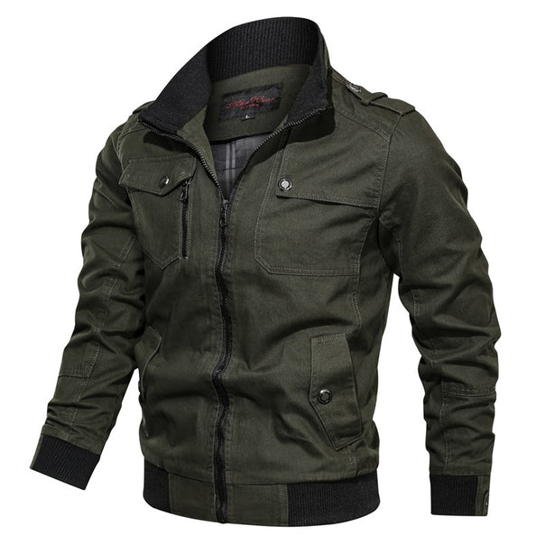 Men's robust canvas pilot jacket with shoulder epaulets, ribbed cuffs and multifunctional pockets Mune Fashion