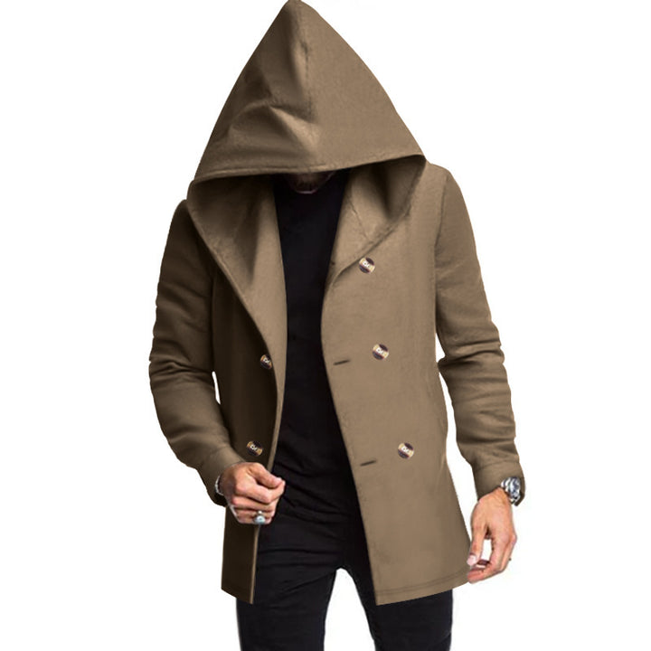 Men's hooded cloak with oversized hood and double-button placket Mune Fashion