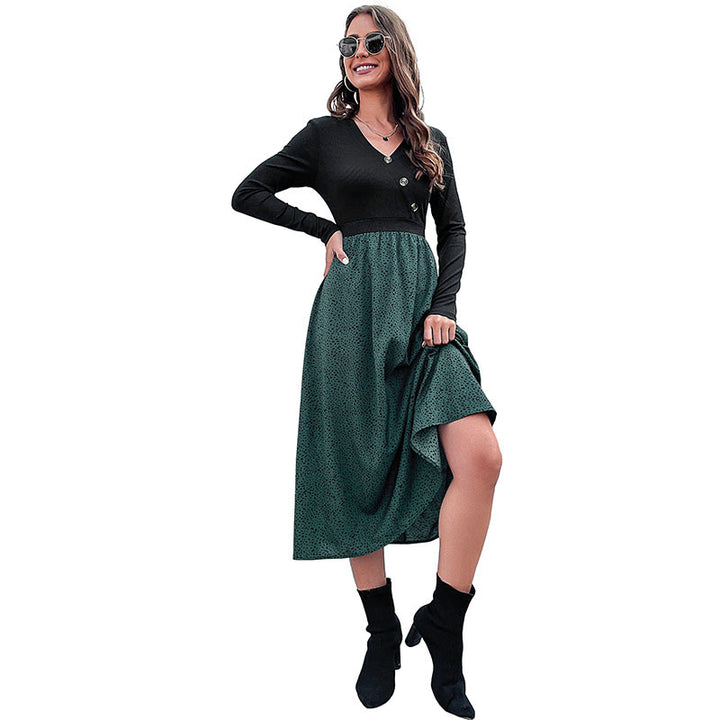 Women's Elegant Maxi Dress with V-Neck and Waist Belt Mune Fashion