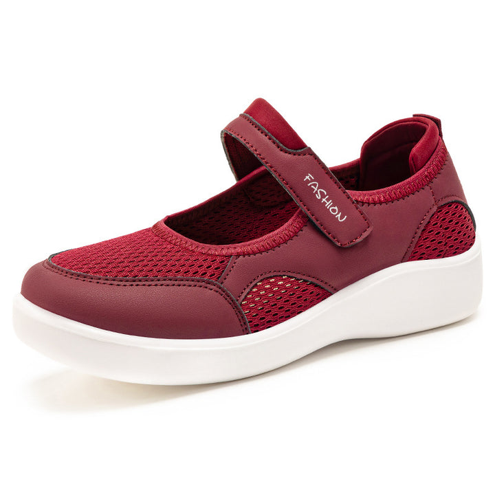 Women's lightweight knitted Mary Jane sneakers with Velcro closure, breathable knitted upper material and shock-absorbing EVA flex sole Mune Fashion