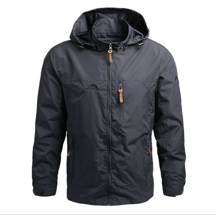 Men's Breathable Softshell Outdoor Jacket with Adjustable Hood and Zipper Pockets Mune Fashion