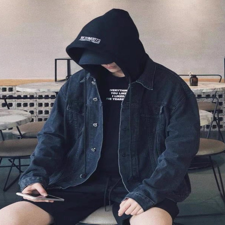 Men's Loose Fit Denim Jacket Mune Fashion