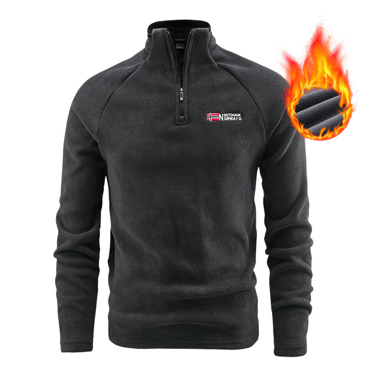 Men's insulating fleece half-zip with high standing collar, raglan sleeves & micro teddy structure Mune Fashion