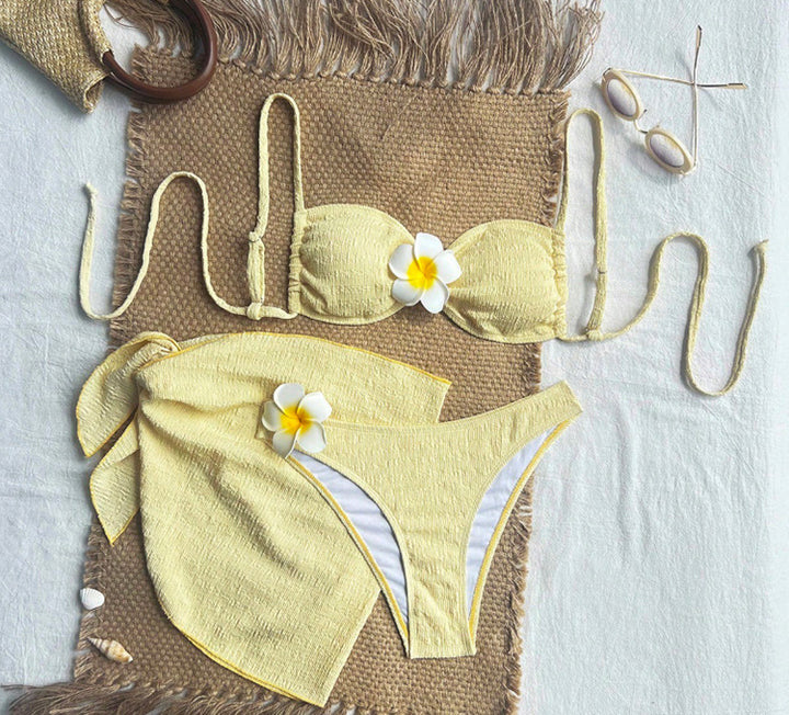 Women's bandeau bikini set with elegant wrap skirt Mune Fashion