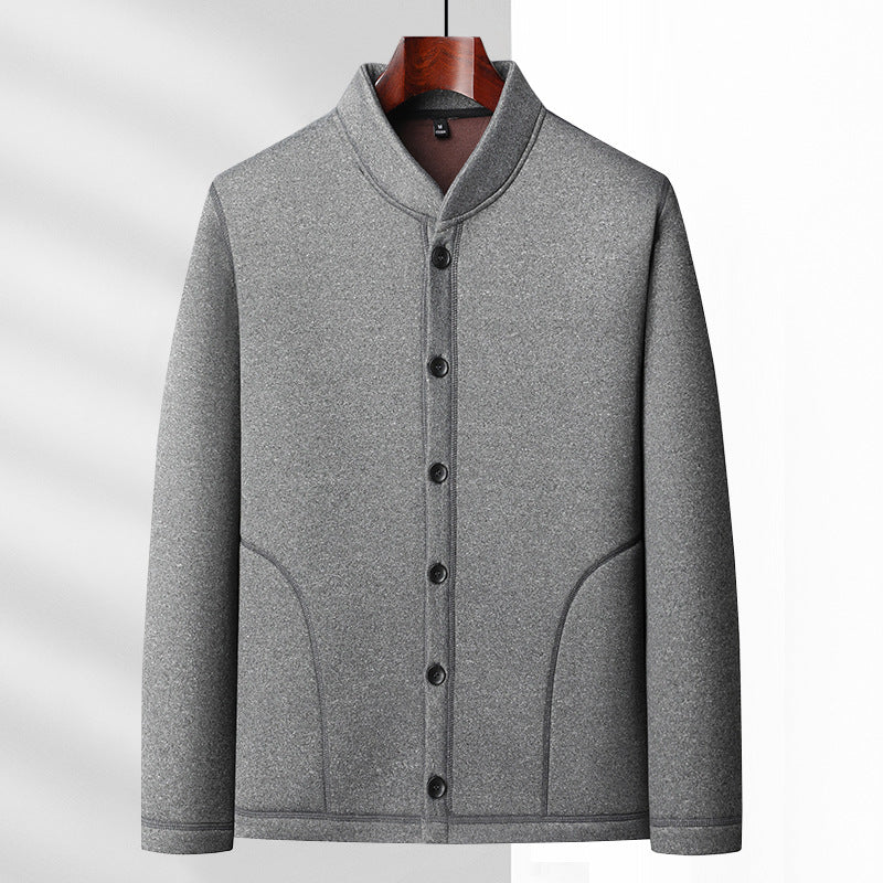 Men's casual stand-collar jacket with soft fleece inner side and concealed seam pockets Mune Fashion