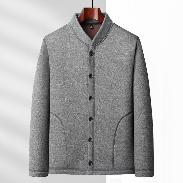 Men's casual stand-collar jacket with soft fleece inner side and concealed seam pockets Mune Fashion