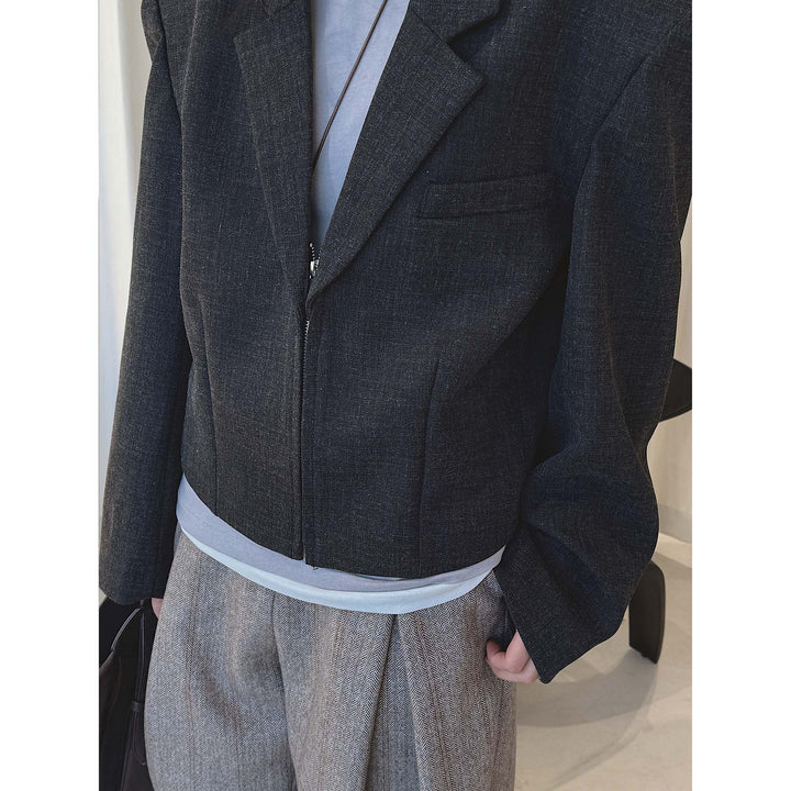 Women Oversize Wool Blend Blazer with Distinctive Shoulder Mune Fashion