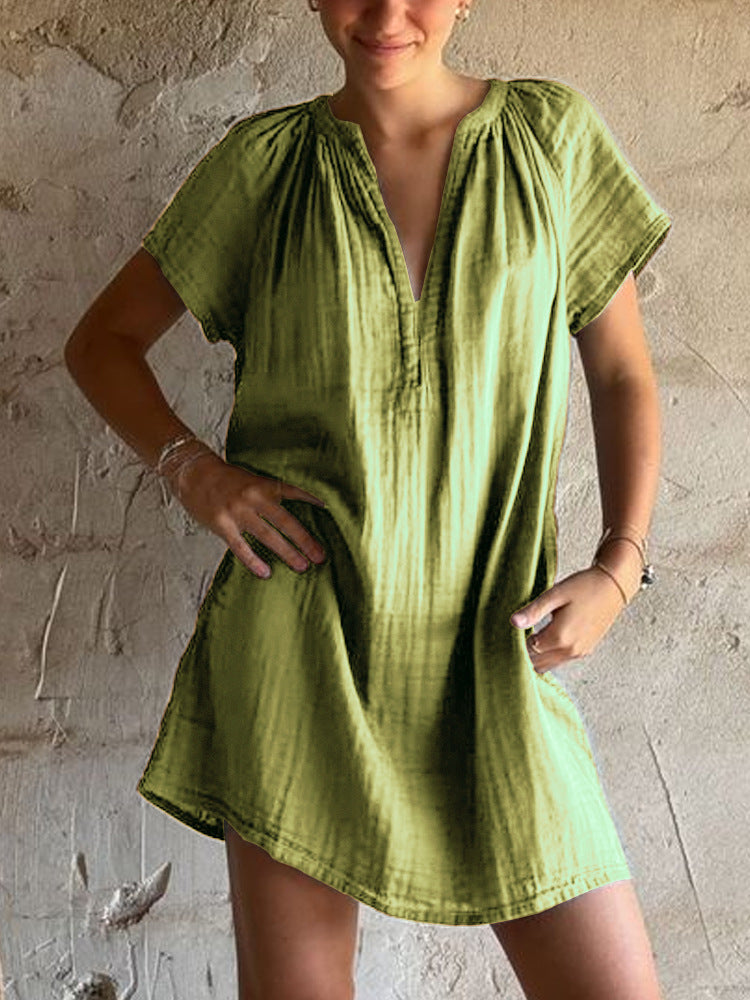 Women's Lightweight Top with V-Neck and Loose Fit Mune Fashion