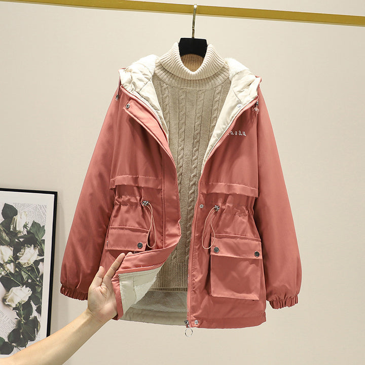 Women's Water-Repellent Hooded Parker with Teddy Lining Tunnel Drawstring Waist and Multiple Pockets Mune Fashion