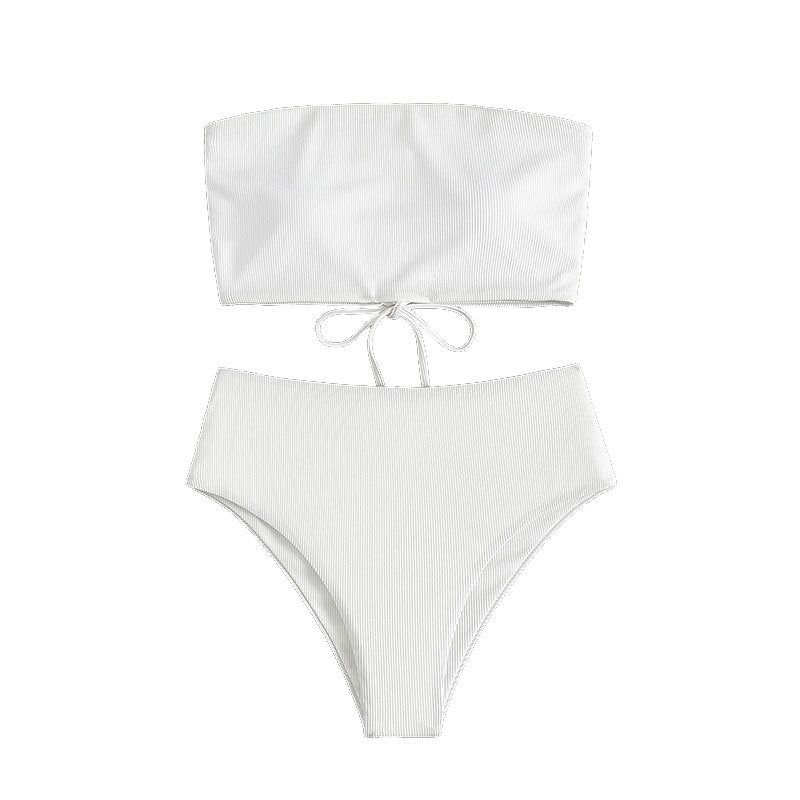 Ladies bandeau bikini set with high leg cut and tie details Mune Fashion