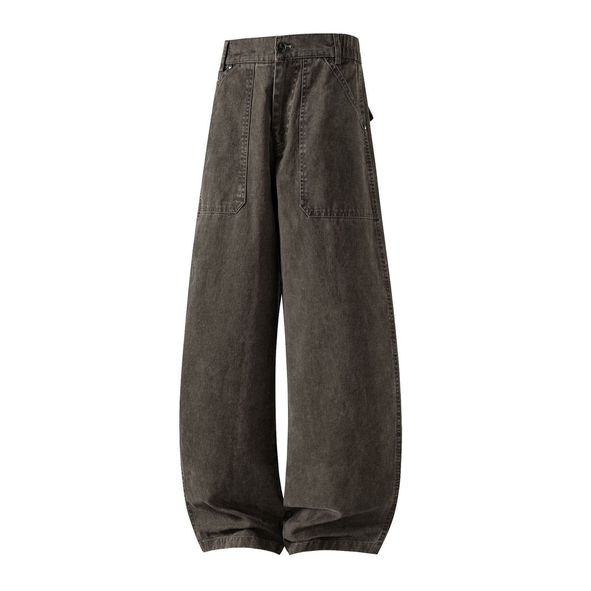 Women's Utility Denim Pants with High Waist, Extra Wide Leg and Patch Pockets Mune Fashion