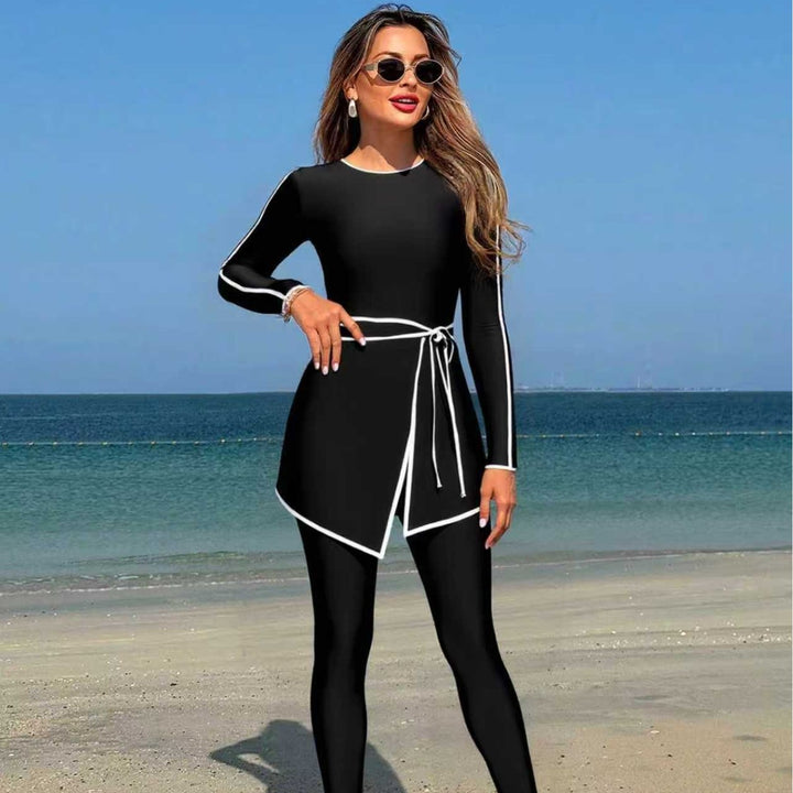 Women’s stylish long sleeve swimsuit with wrap skirt Mune Fashion