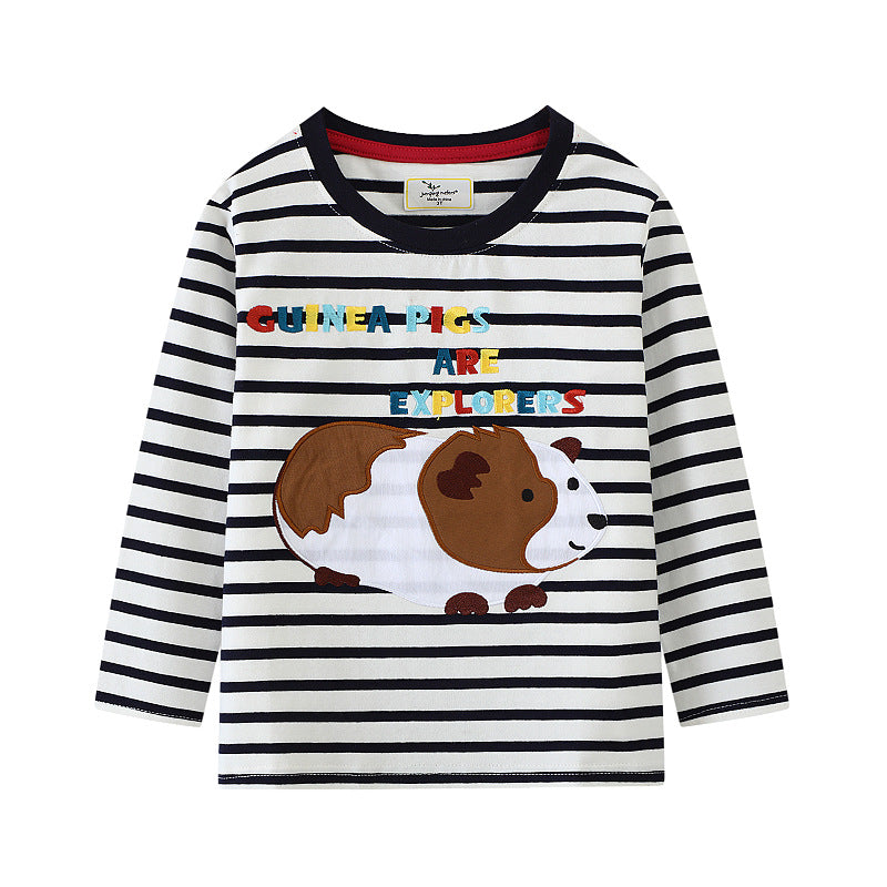 Boys long sleeve shirt with cotton fabric and cute guinea pig motif Mune Fashion