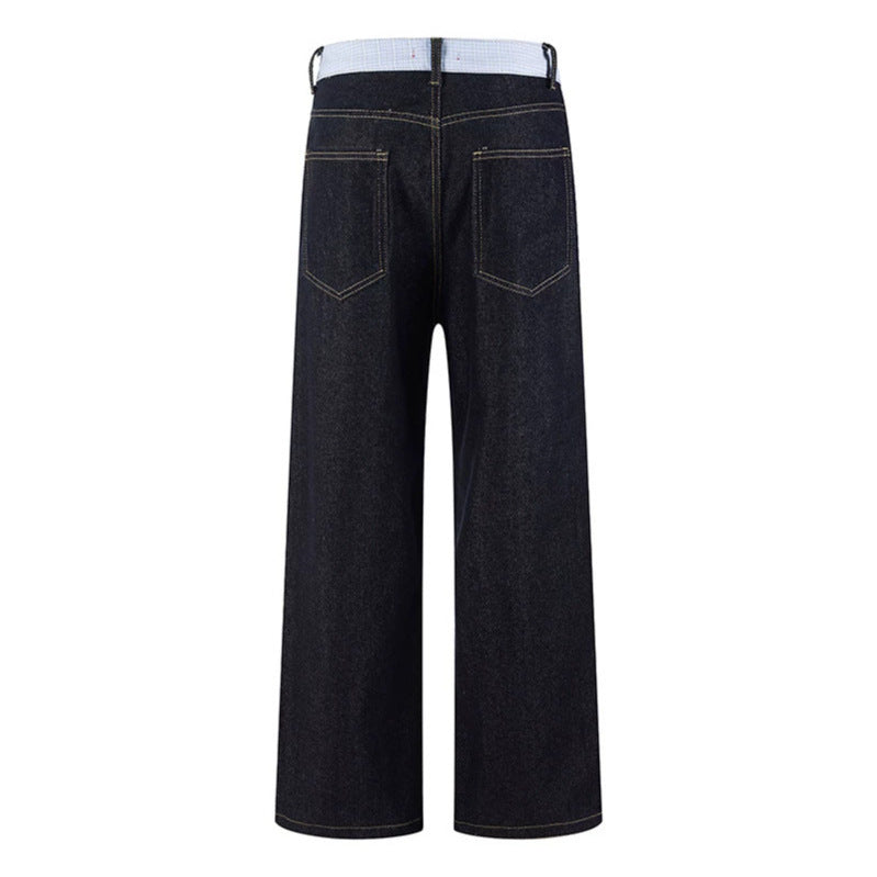 Women's wide denim culottes with checkered pattern pockets and high waist Mune Fashion