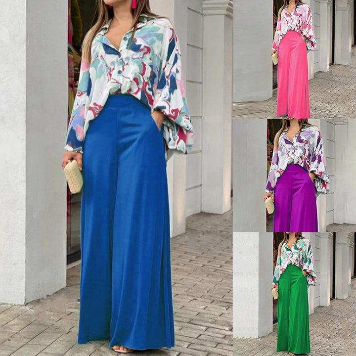 Ladies Flowing Highwaist Palazzo Pants with Wide Leg and Elegant Satin Fall Mune Fashion