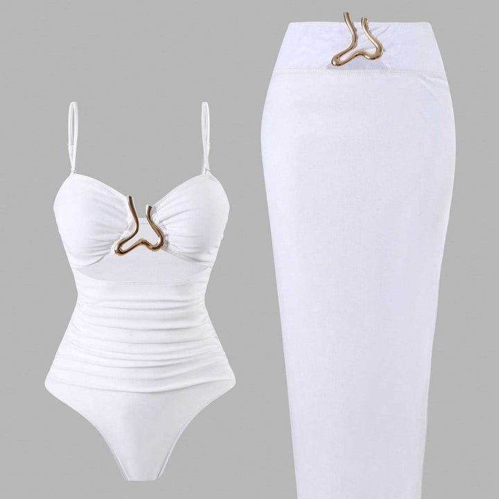Women Elegant Swimsuit with Stylish Wrap Skirt Mune Fashion