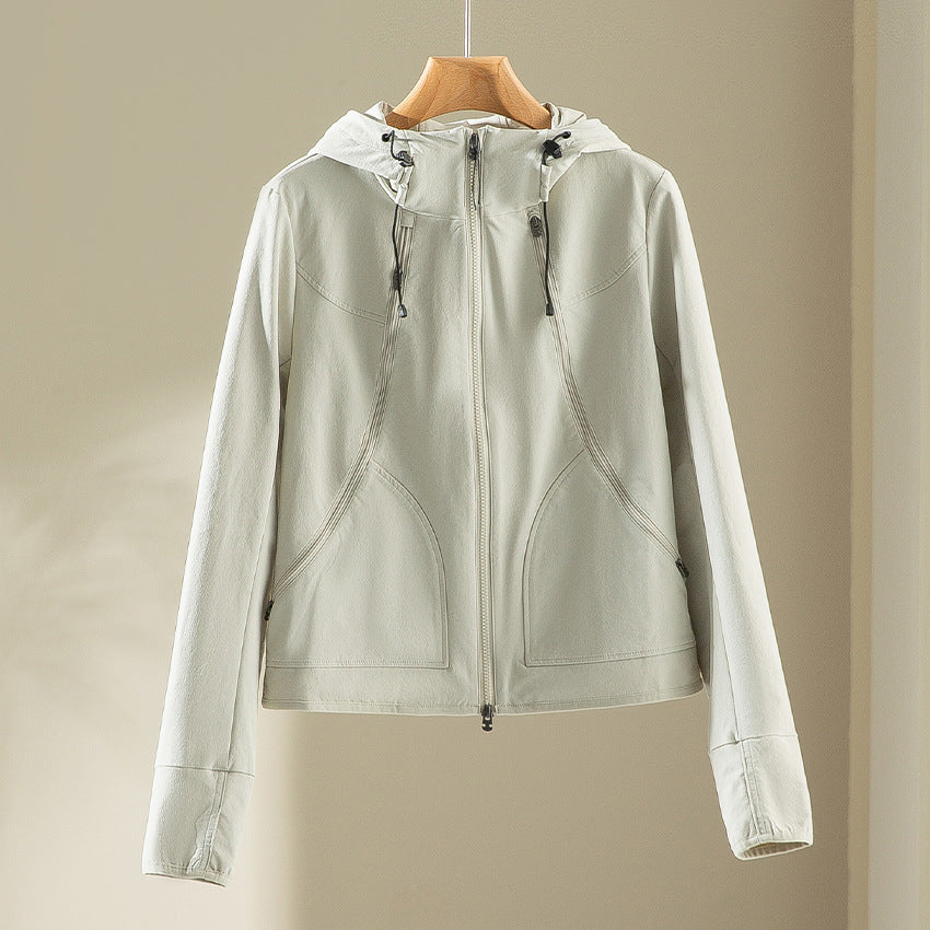 Women's Lightweight Hooded Jacket made of Functional Fleece with Two-Way Zipper and Ergonomic Seams Mune Fashion