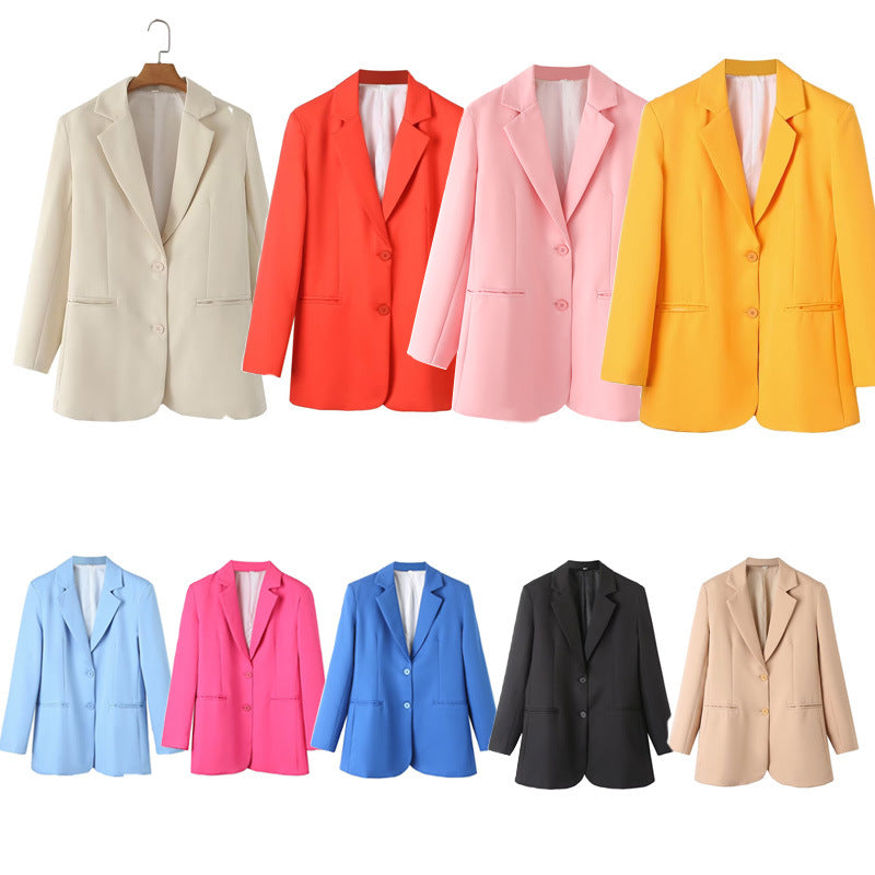 Women nan tailored oversized blazer with lapel collar, button closure and piped welt pockets Mune Fashion