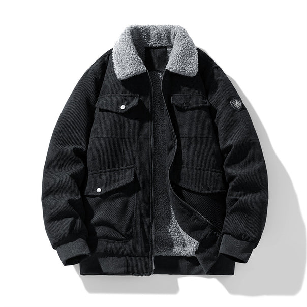Men's cord field jacket with teddy lining, quilted insulation, and multifunctional pockets Mune Fashion