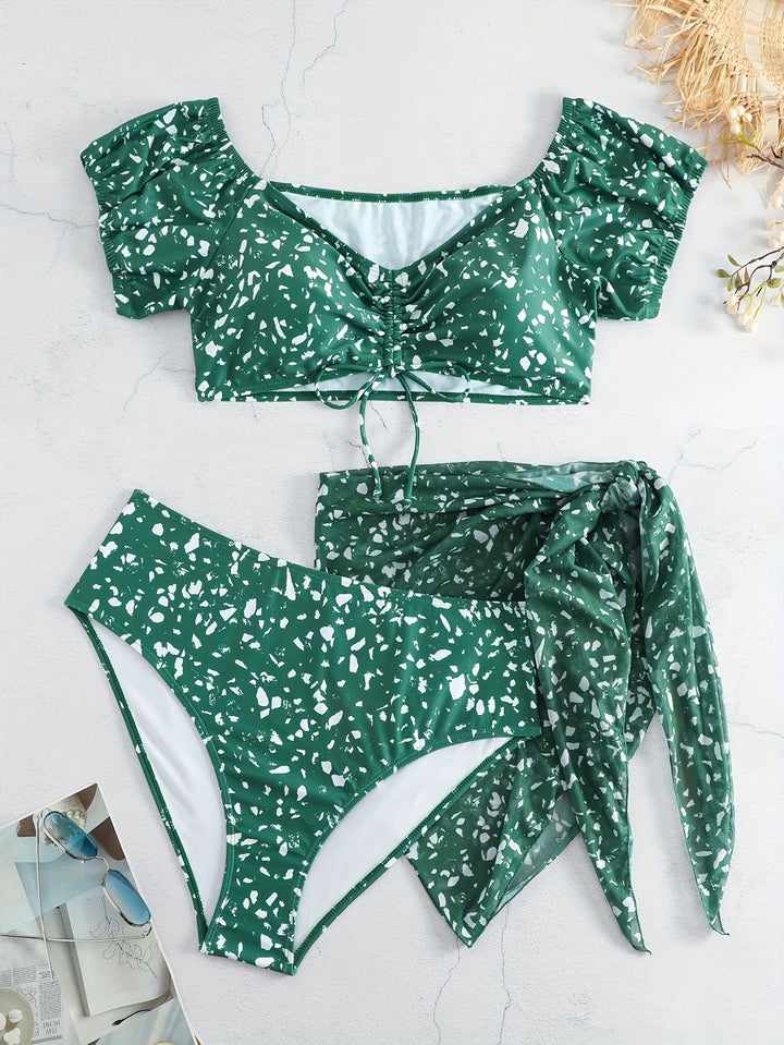 Women's Crop Bikini Top with Ruffle Details and Matching Bottom Mune Fashion
