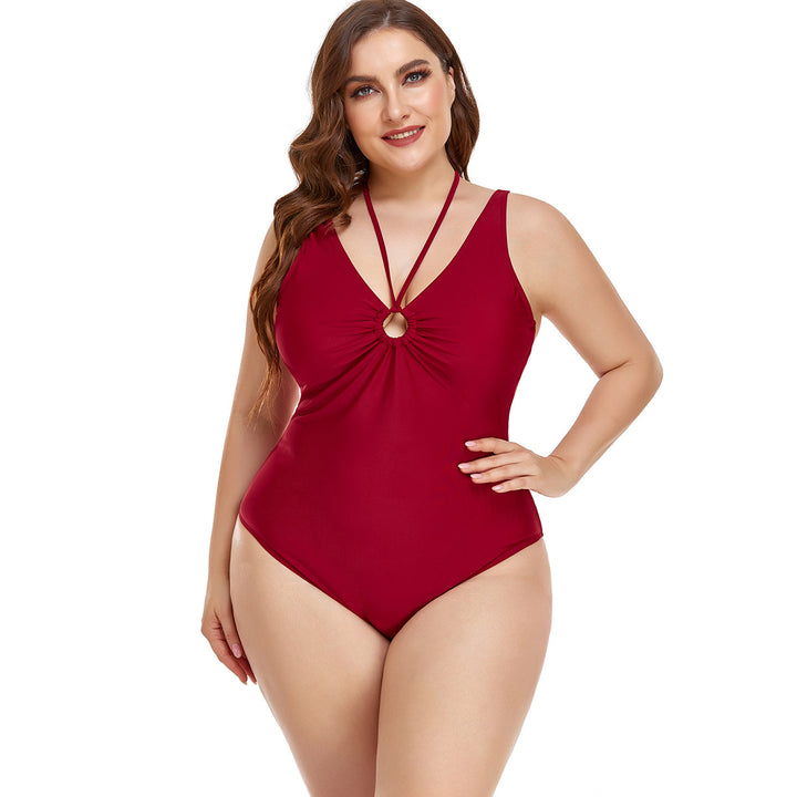 Women Elegant High-Cut One-Piece Swimsuit with Fashionable Ring Detail Mune Fashion