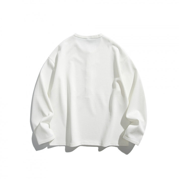 Unisex waffle texture Henley shirt with button placket and oversized fit Mune Fashion
