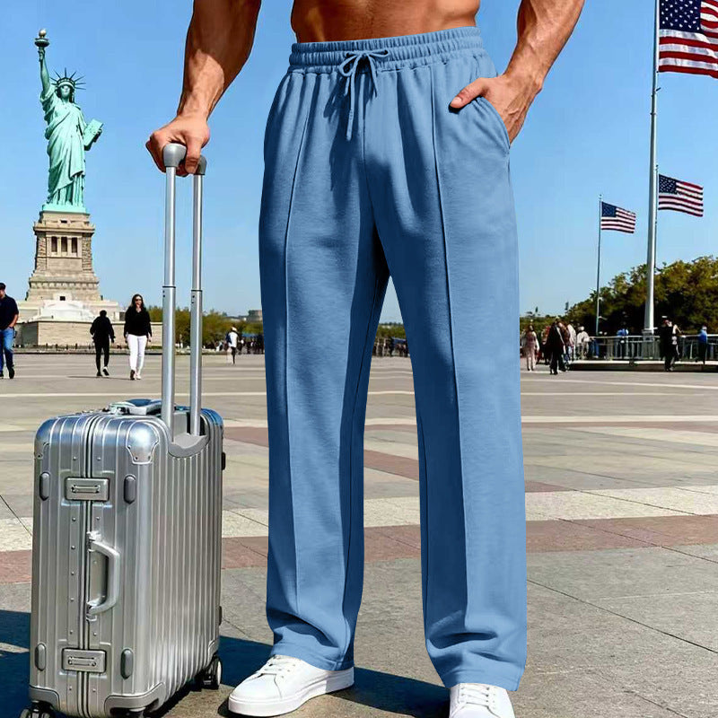 Men's wide Relax-Jogging pants with crease, elastic drawstring waistband, and side pockets Mune Fashion