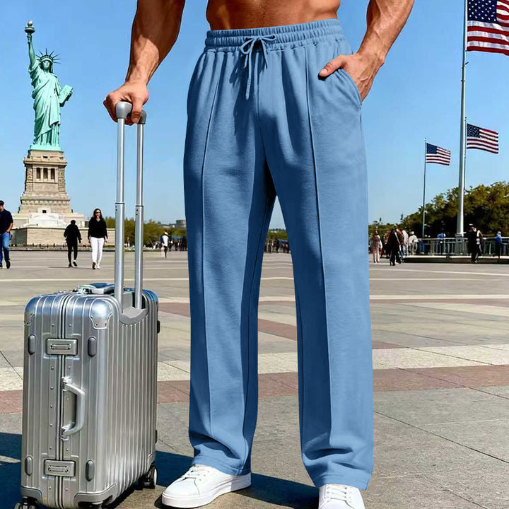 Men's wide Relax-Jogging pants with crease, elastic drawstring waistband, and side pockets Mune Fashion