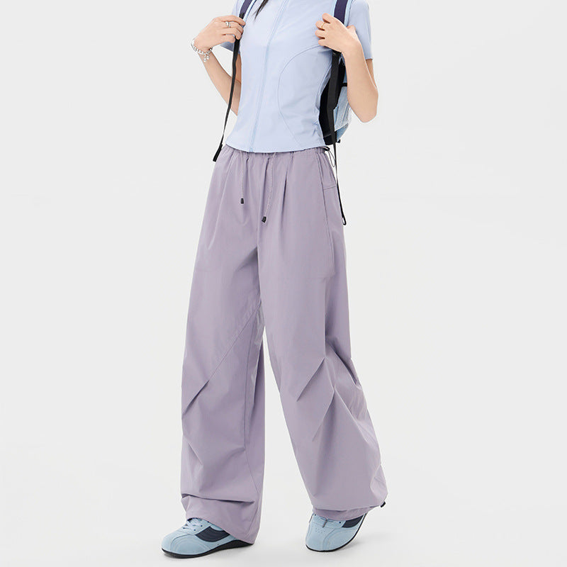 Women's wide technical cargo pants with drawstring waistband Mune Fashion